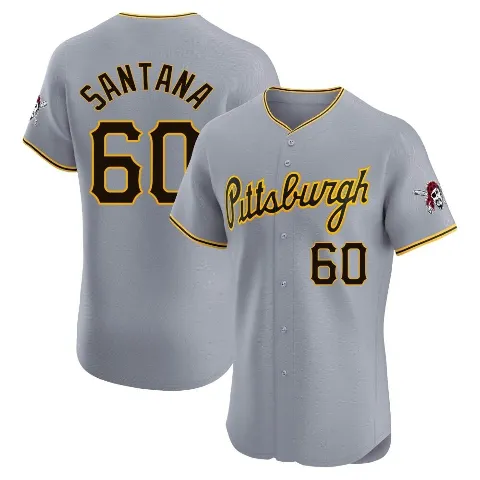 Men's Pittsburgh Pirates ＃60 Dennis Santana Gray Elite Road Jersey