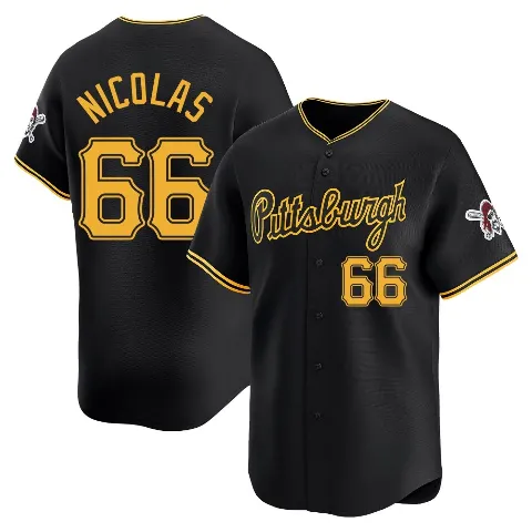 Men's Pittsburgh Pirates ＃66 Kyle Nicolas Black Limited Alternate Jersey