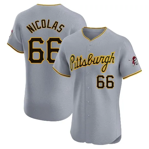 Men's Pittsburgh Pirates ＃66 Kyle Nicolas Gray Elite Road Jersey