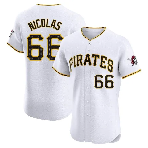 Men's Pittsburgh Pirates ＃66 Kyle Nicolas White Elite Home Jersey