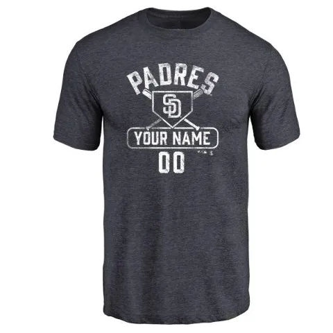 Men's San Diego Padres ＃00 Custom T-Shirt Navy Custom Base Runner Tri-Blend T-Shirt -