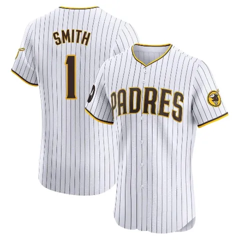 Men's San Diego Padres ＃1 Ozzie Smith White Elite Home Patch Jersey