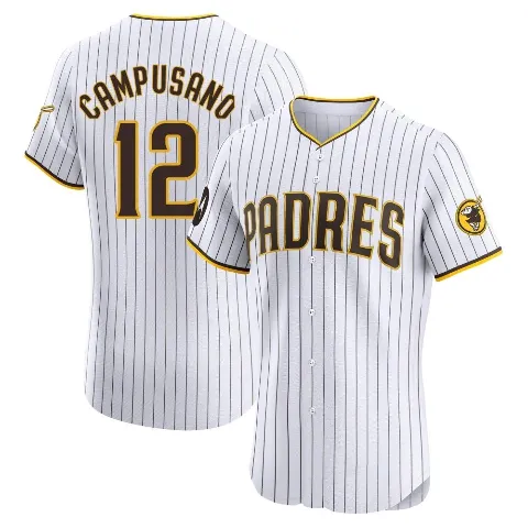 Men's San Diego Padres ＃12 Luis Campusano White Elite Home Patch Jersey