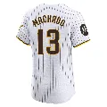 Men's San Diego Padres ＃13 Manny Machado White Elite Home Patch Jersey