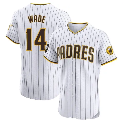 Men's San Diego Padres ＃14 Tyler Wade White Elite Home Patch Jersey