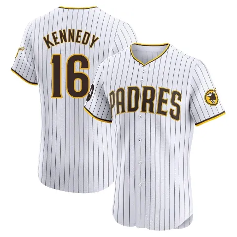 Men's San Diego Padres ＃16 Terry Kennedy White Elite Home Patch Jersey