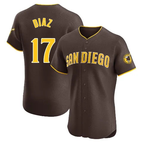 Men's San Diego Padres ＃17 Elias Diaz Brown Elite Road Vapor Premier Jersey