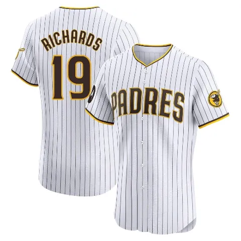 Men's San Diego Padres ＃19 Gene Richards White Elite Home Patch Jersey