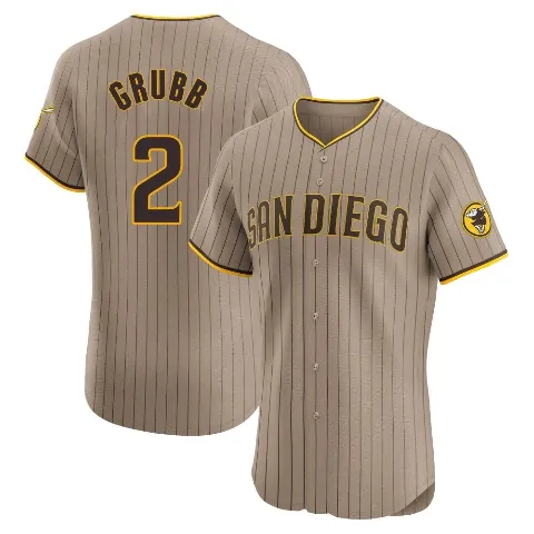 Men's San Diego Padres ＃2 Johnny Grubb Brown Elite Alternate Jersey