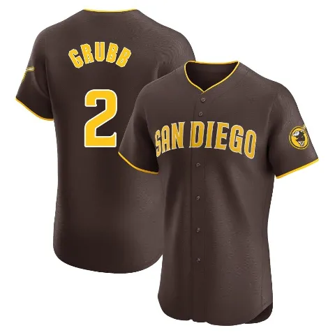 Men's San Diego Padres ＃2 Johnny Grubb Brown Elite Road Vapor Premier Jersey