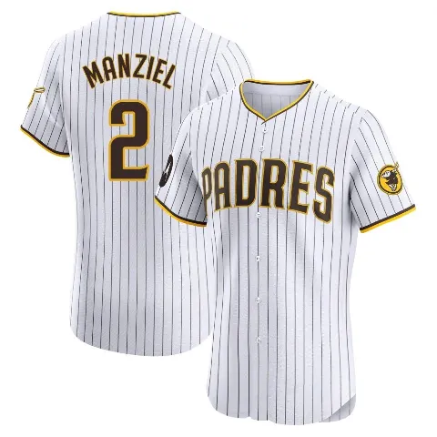 Men's San Diego Padres ＃2 Johnny Manziel White Elite Home Patch Jersey