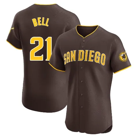 Men's San Diego Padres ＃21 Heath Bell Brown Elite Road Vapor Premier Jersey