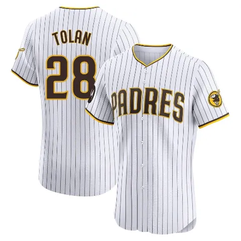 Men's San Diego Padres ＃28 Bobby Tolan White Elite Home Patch Jersey