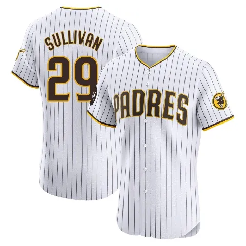 Men's San Diego Padres ＃29 Brett Sullivan White Elite Home Patch Jersey