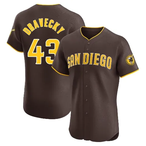 Men's San Diego Padres ＃43 Dave Dravecky Brown Elite Road Vapor Premier Jersey