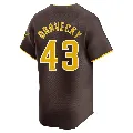 Men's San Diego Padres ＃43 Dave Dravecky Brown Limited Away Jersey