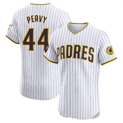 Men's San Diego Padres ＃44 Jake Peavy White Elite Home Patch Jersey