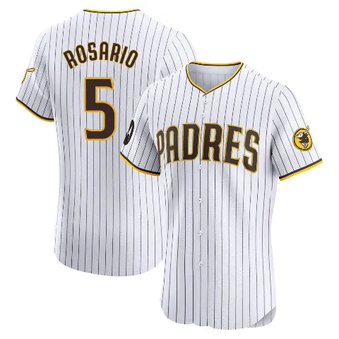 Men's San Diego Padres ＃5 Eguy Rosario White Elite Home Patch Jersey
