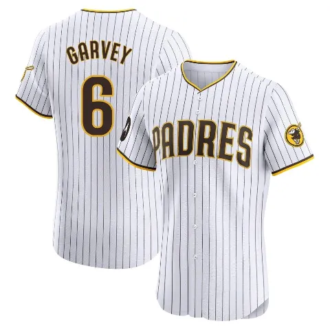 Men's San Diego Padres ＃6 Steve Garvey White Elite Home Patch Jersey