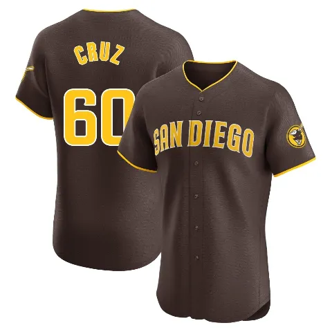 Men's San Diego Padres ＃60 Omar Cruz Brown Elite Road Vapor Premier Jersey