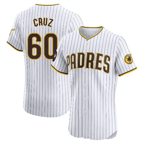 Men's San Diego Padres ＃60 Omar Cruz White Elite Home Patch Jersey