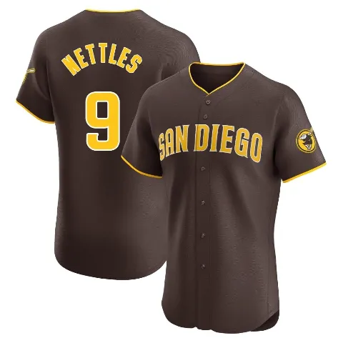 Men's San Diego Padres ＃9 Graig Nettles Brown Elite Road Vapor Premier Jersey