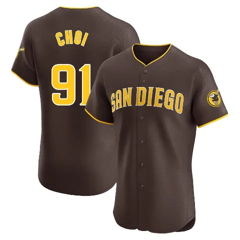 Men's San Diego Padres ＃91 Ji Man Choi Brown Elite Road Vapor Premier Jersey