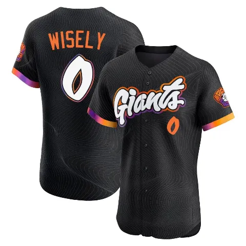 Men's San Francisco Giants ＃0 Brett Wisely Anthracite Elite 2025 City Connect Jersey