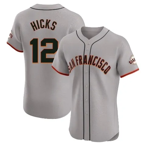 Men's San Francisco Giants ＃12 Jordan Hicks Gray Elite Road Jersey