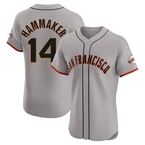 Men's San Francisco Giants ＃14 Atlee Hammaker Gray Elite Road Jersey