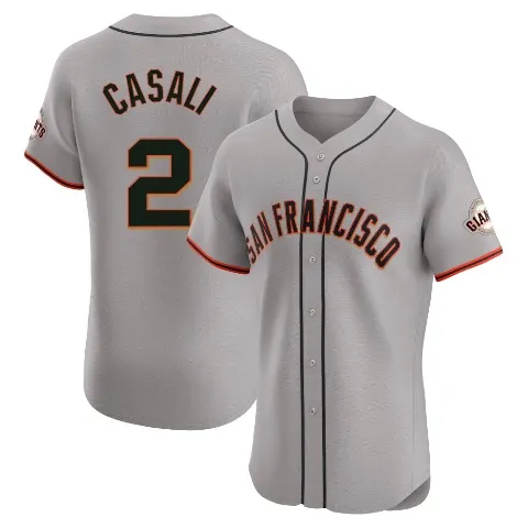 Men's San Francisco Giants ＃2 Curt Casali Gray Elite Road Jersey
