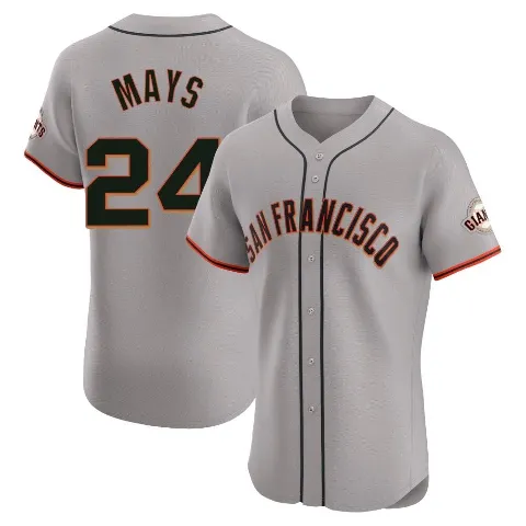 Men's San Francisco Giants ＃24 Willie Mays Gray Elite Road Jersey
