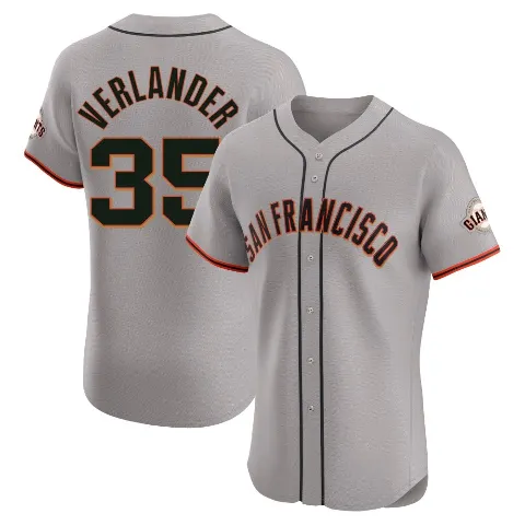 Men's San Francisco Giants ＃35 Justin Verlander Gray Elite Road Jersey