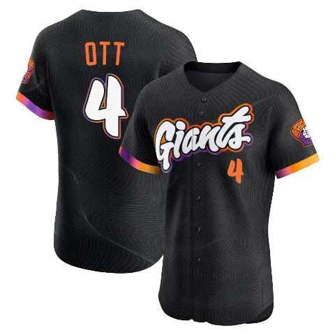 Men's San Francisco Giants ＃4 Mel Ott Anthracite Elite 2025 City Connect Jersey