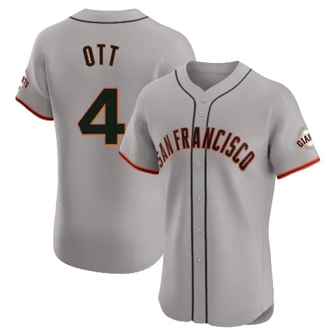 Men's San Francisco Giants ＃4 Mel Ott Gray Elite Road Jersey