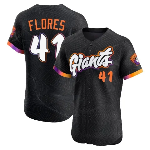 Men's San Francisco Giants ＃41 Wilmer Flores Anthracite Elite 2025 City Connect Jersey