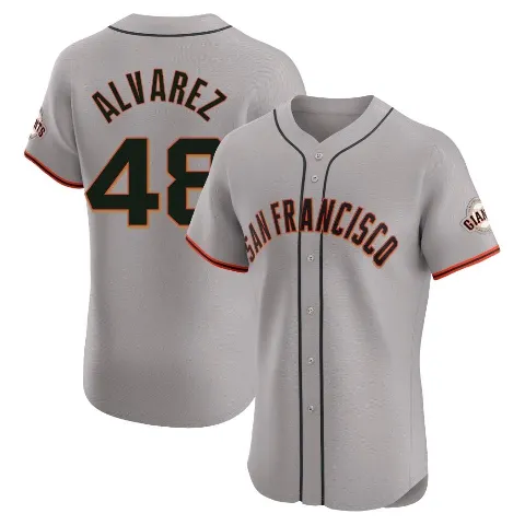 Men's San Francisco Giants ＃48 Jose Alvarez Gray Elite Road Jersey