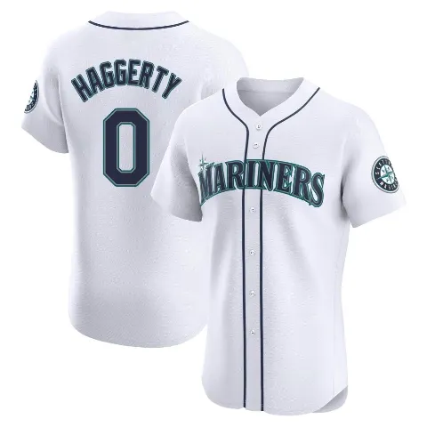 Men's Seattle Mariners ＃0 Sam Haggerty White Elite Home Jersey