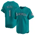 Men's Seattle Mariners ＃1 Ryan Bliss Aqua Limited Alternate Jersey