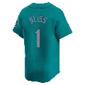 Men's Seattle Mariners ＃1 Ryan Bliss Aqua Limited Alternate Jersey