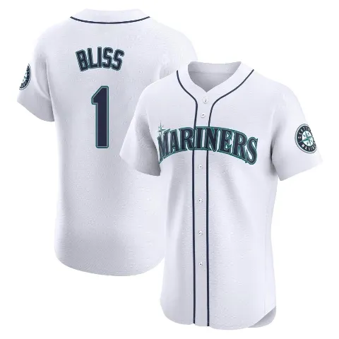 Men's Seattle Mariners ＃1 Ryan Bliss White Elite Home Jersey