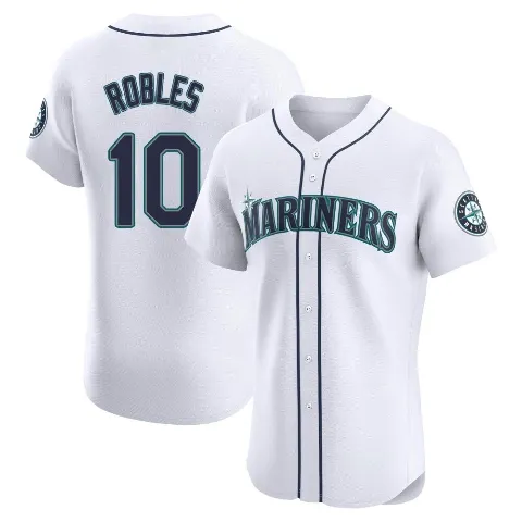 Men's Seattle Mariners ＃10 Victor Robles White Elite Home Jersey