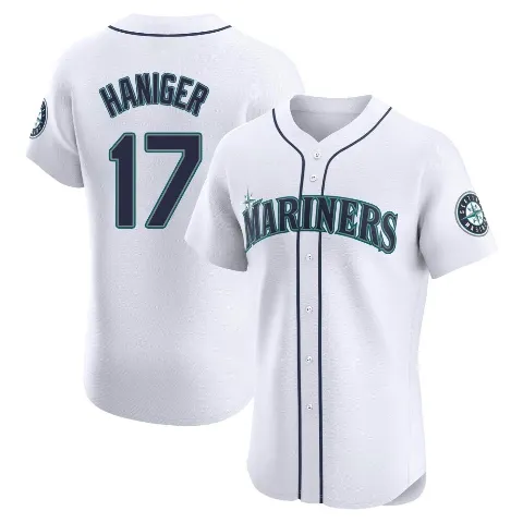 Men's Seattle Mariners ＃17 Mitch Haniger White Elite Home Jersey