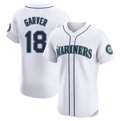 Men's Seattle Mariners ＃18 Mitch Garver White Elite Home Jersey