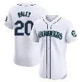 Men's Seattle Mariners ＃20 Luke Raley White Elite Home Jersey