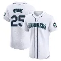 Men's Seattle Mariners ＃25 Dylan Moore White Elite Home Jersey