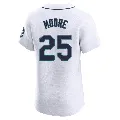 Men's Seattle Mariners ＃25 Dylan Moore White Elite Home Jersey
