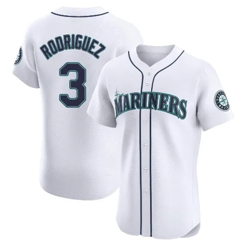 Men's Seattle Mariners ＃3 Alex Rodriguez White Elite Home Jersey