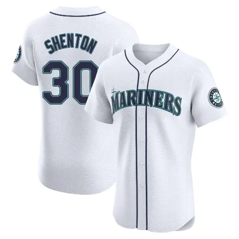 Men's Seattle Mariners ＃30 Austin Shenton White Elite Home Jersey