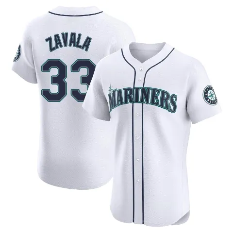 Men's Seattle Mariners ＃33 Seby Zavala White Elite Home Jersey